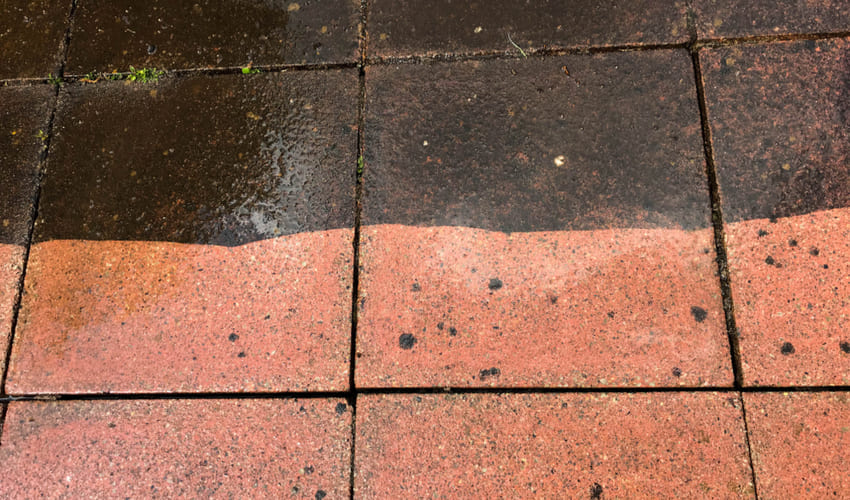 garden tiles cleaning before and after